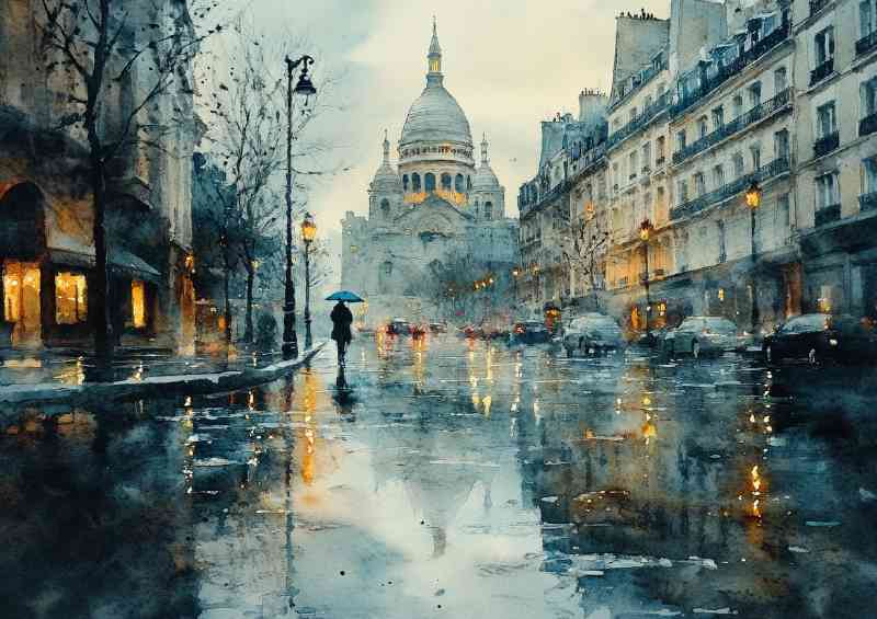 Watercolour photorealistic illustration Paris | Poster