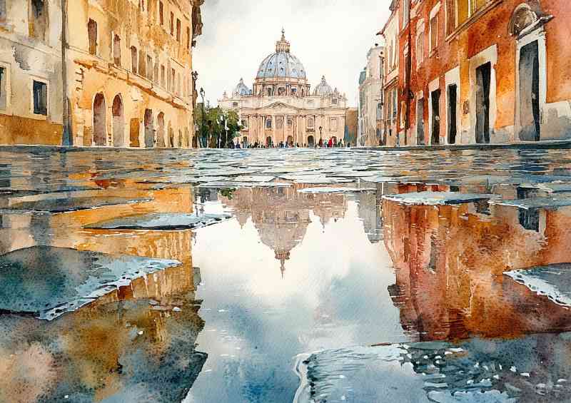 Watercolour photorealistic illustration Rome | Metal Poster
