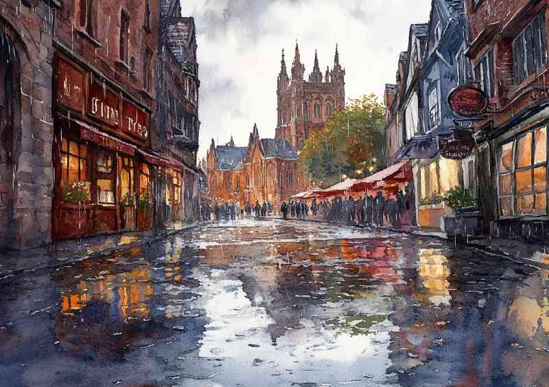 Watercolour photorealistic illustration York city | Metal Poster