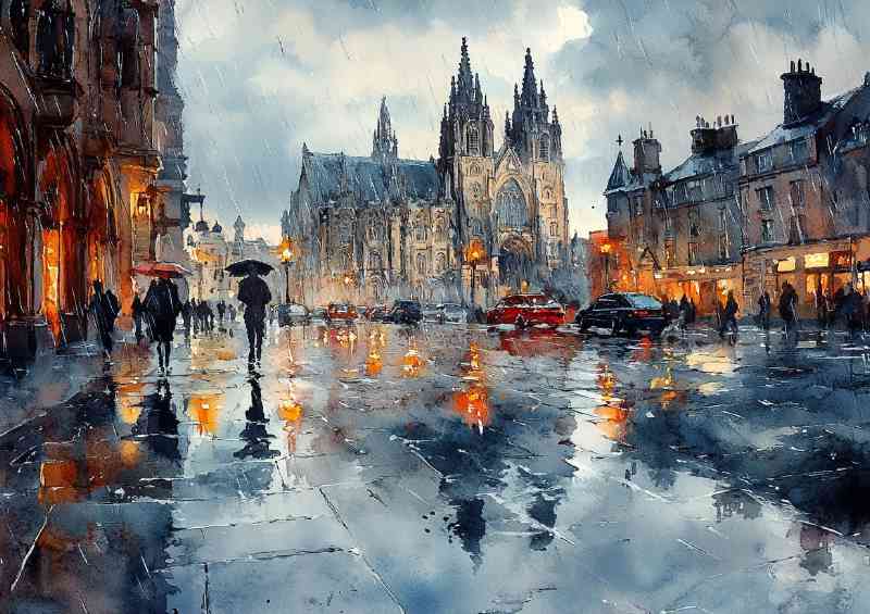 Watercolour photorealistic illustration York city centre | Metal Poster