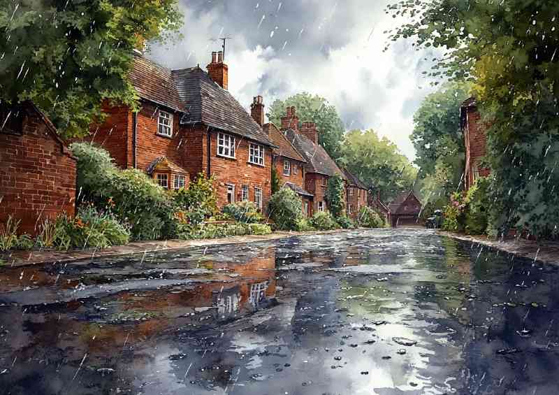 Watercolour photorealistic illustration in heavy rain | Metal Poster