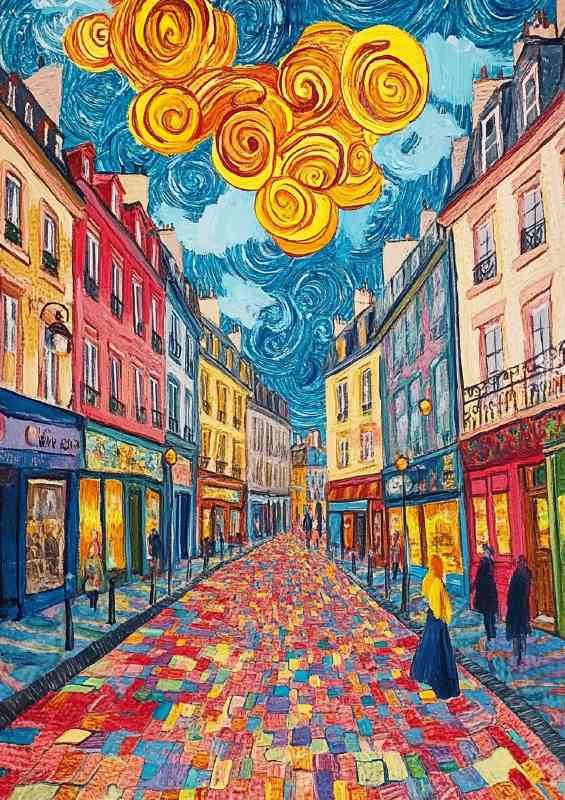Painting of the streets in Lille France | Metal Poster