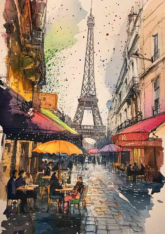 Paris the Eiffel Tower in the background splash art | Metal Poster
