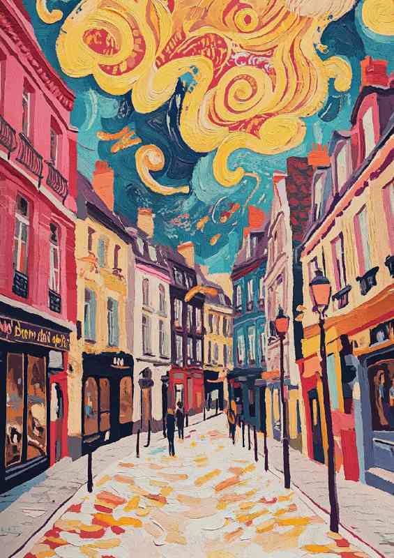 The streets in Lille France | Metal Poster