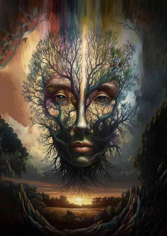 Invisible face embracing trees in the moment | Di-Bond