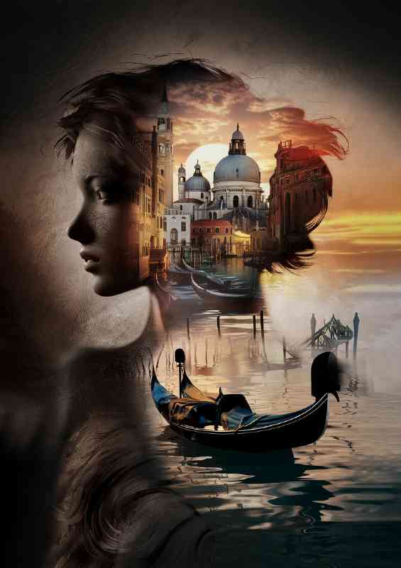 Lad in venice on the river | Poster