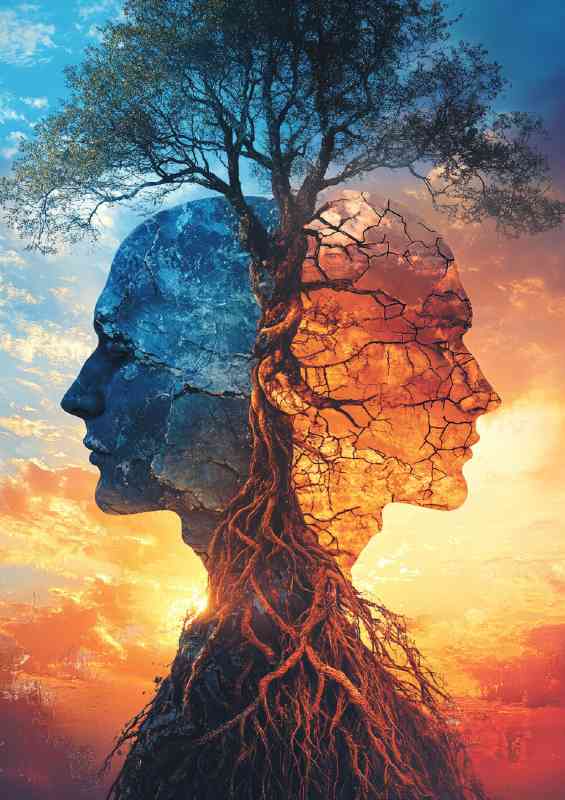 Man and woman with the tree of life growing out from there bodys | Di-Bond