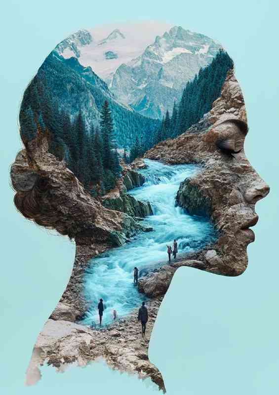 The face through the waterfall | Canvas