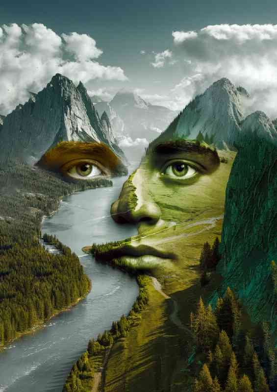 The hidden face in the mountains | Canvas