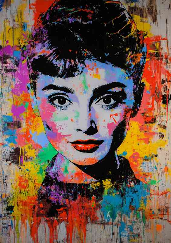 Audrey Hepburn portrait street art pop art | Canvas