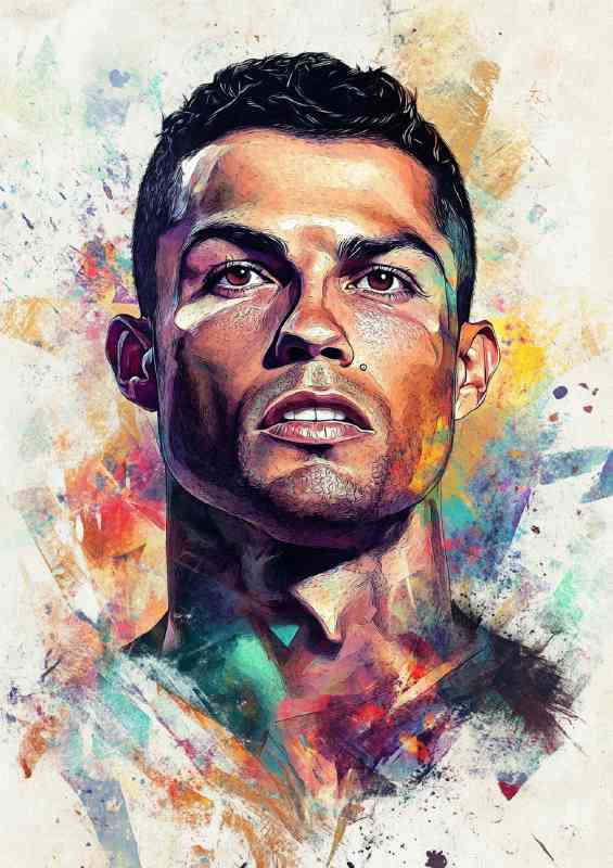 Cristiano Ronaldo in the style of graffiti splash art | Metal Poster