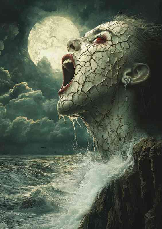 Evil woman with cracked skin and red eyes | Metal Poster