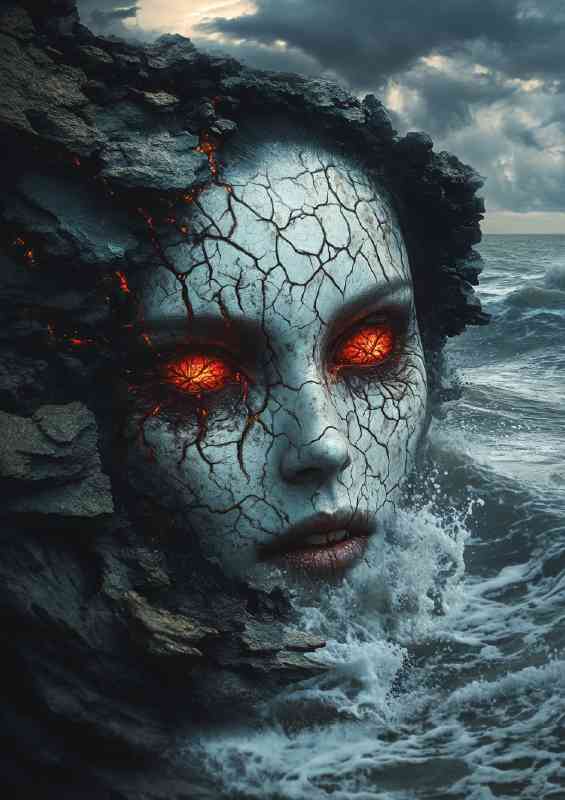 Horror art depicting a woman with cracked skin | Poster