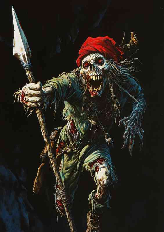 Medieval fantasy zombie with ragged and a red hat | Di-Bond