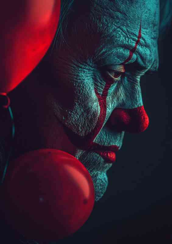 Realistic digital artwork of a clown red ballon | Canvas