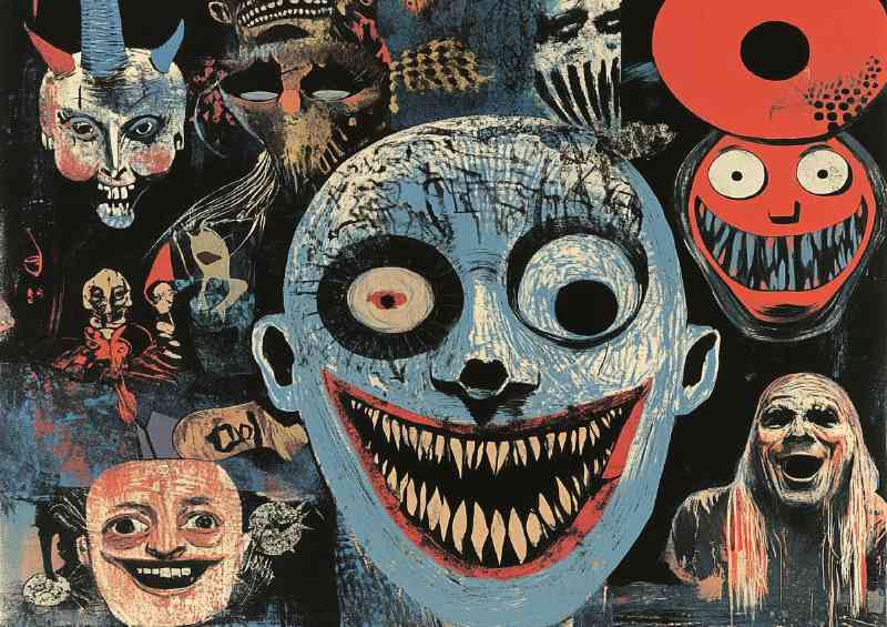 A collage of various masks and symbols | Canvas