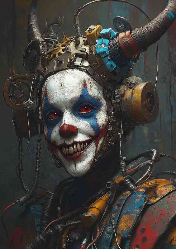 A jester with horns and colorful makeup | Canvas