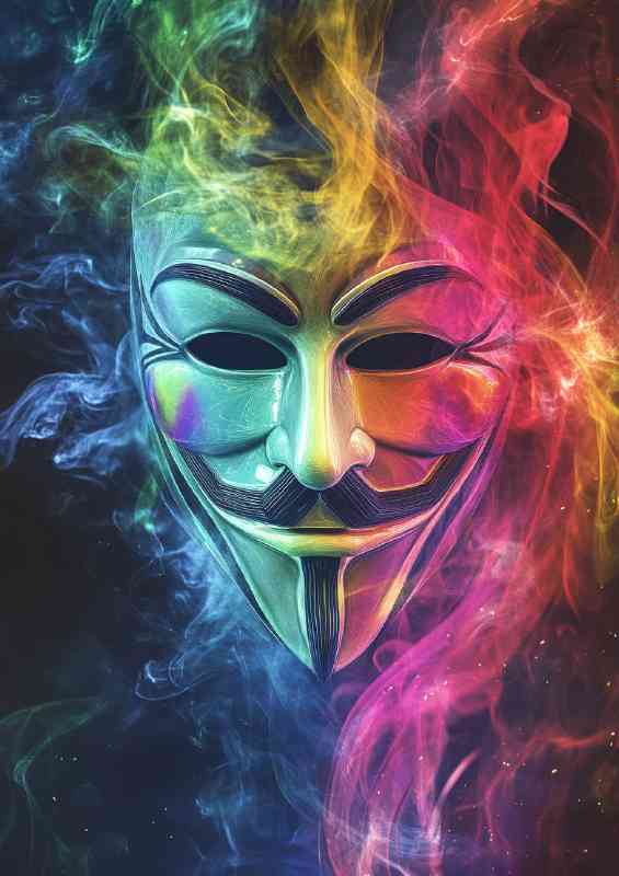 Colorful fire and smoke annoymous | Metal Poster