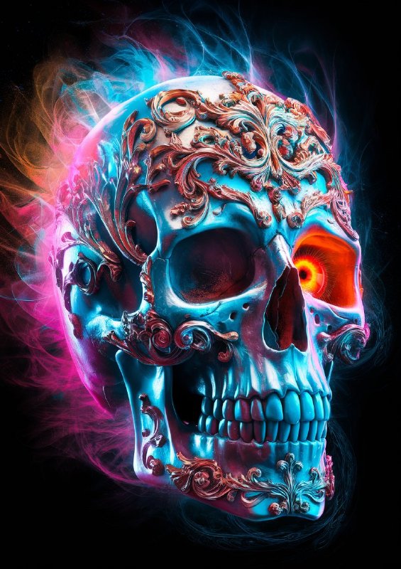 Detailed and vibrant skull intricately designed | Di-Bond