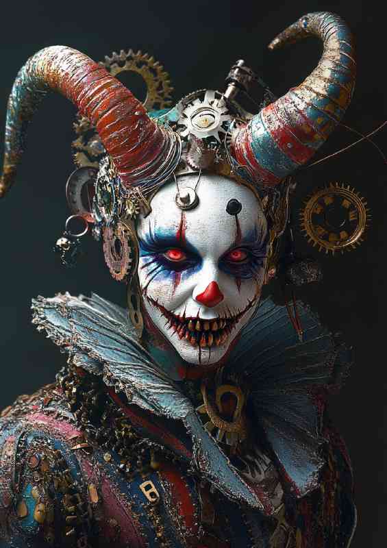 Jester with horns and colorful makeup | Metal Poster