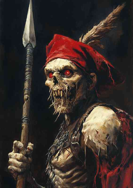 Medieval fantasy zombie with red hat | Metal Poster