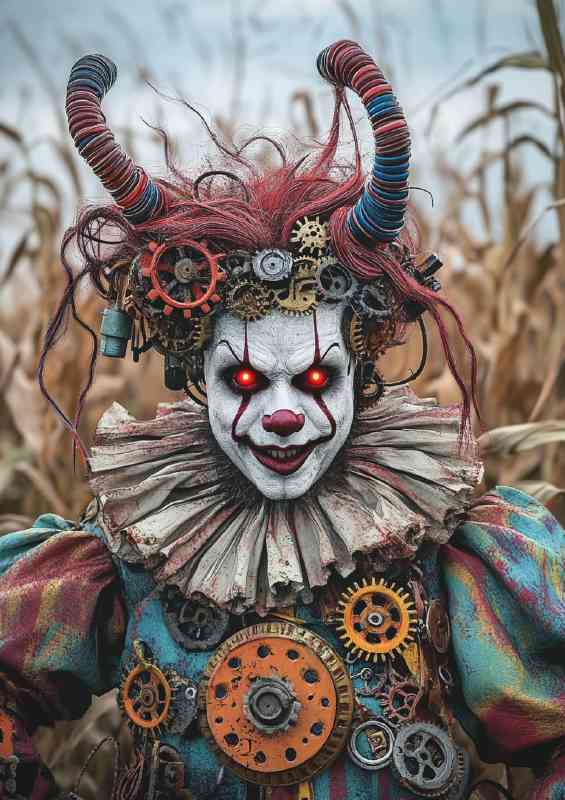 Photo of an insane clown with red eyes | Metal Poster