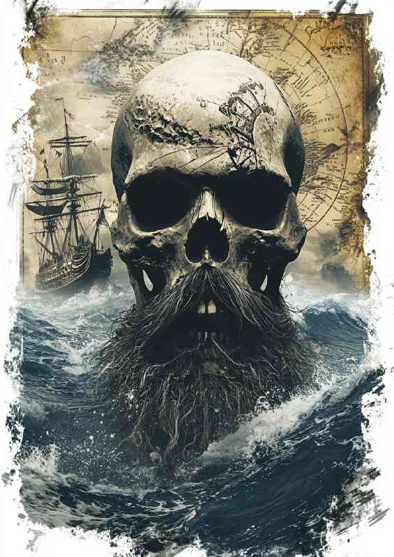 Pirate skull with a black beard | Poster