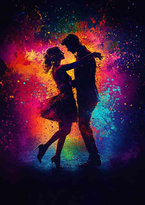 Dancing the tango with colorful splashes of colours | Metal Poster