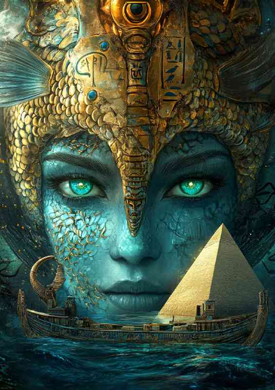 A digital painting of an Egyptian goddess Nephthys in water | Di-Bond