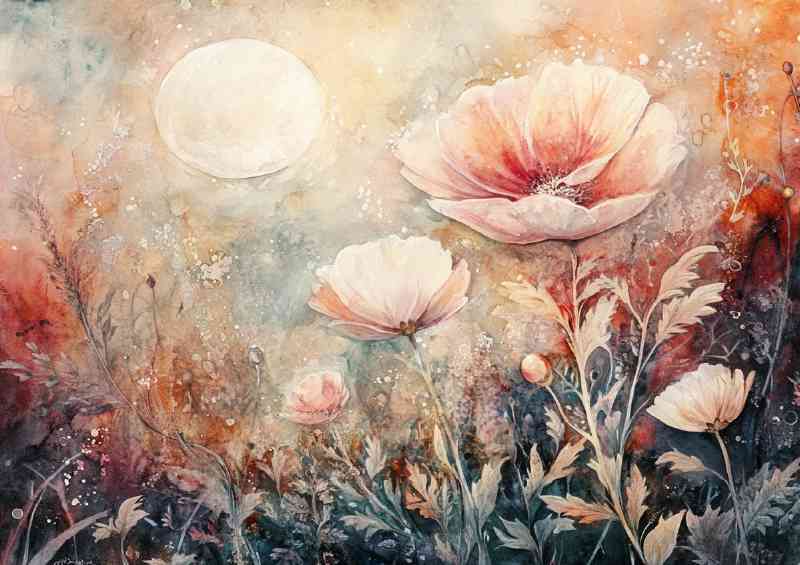 Surreal watercolor painting of giant flowers | Canvas
