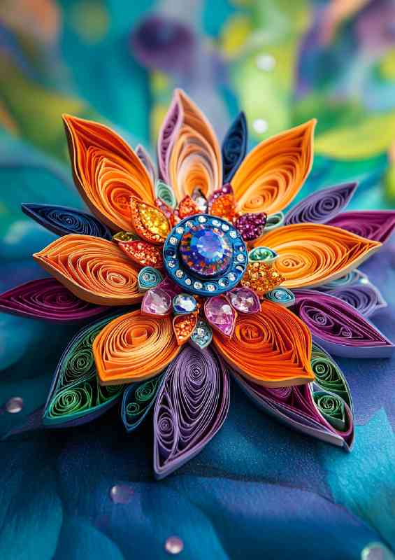 A colorful flower made of paper quilling | Canvas