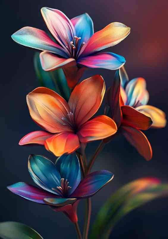 Colorful Flowers hyper realistic with vibrant color | Poster