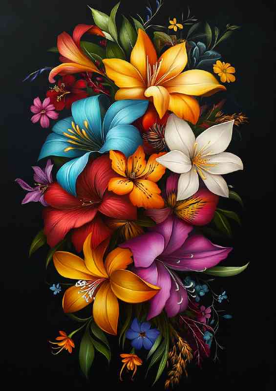 Colorful Flowers hyper realistic with vibrant colors | Poster