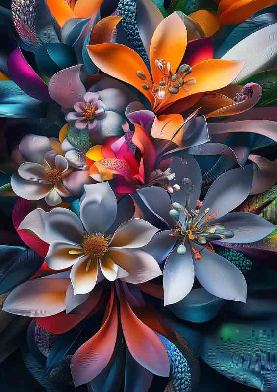 Colorful floral design radiant bright | Di-Bond