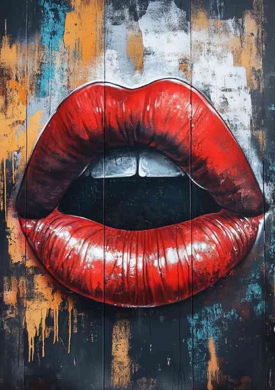 Graffiti art featuring large red lips spray paint | Di-Bond