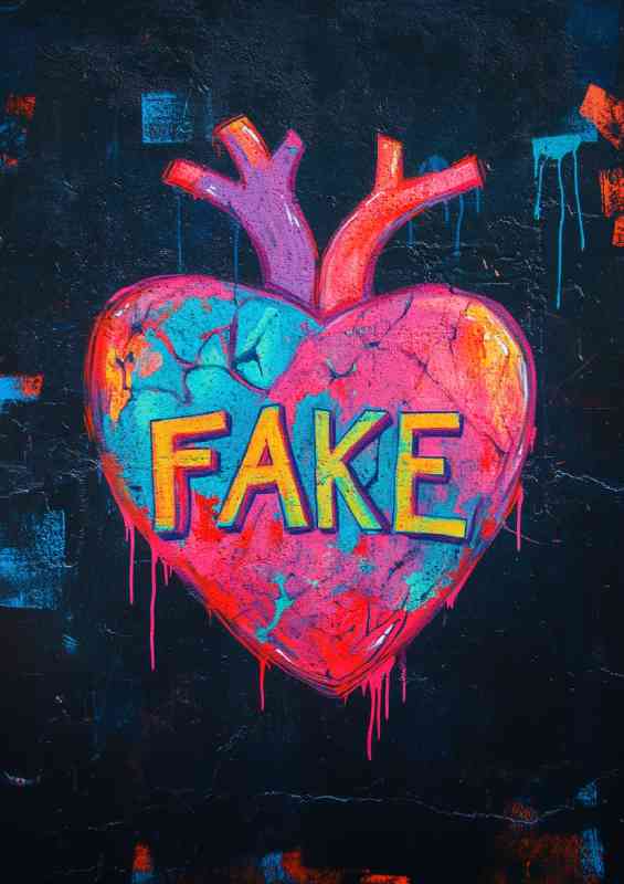 Graffiti art of a heart Fake | Di-Bond