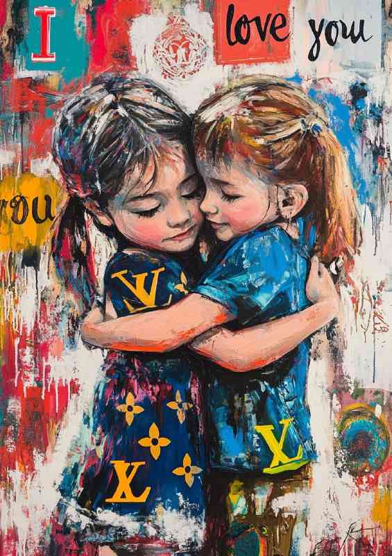 Graffiti painting of two children | Di-Bond