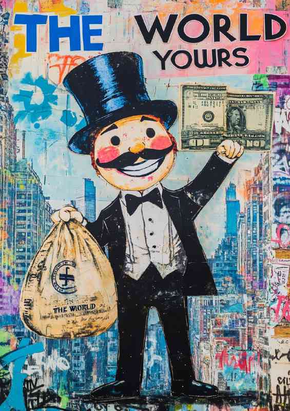 Graffitti style artwork featuring the Monopoly man | Di-Bond