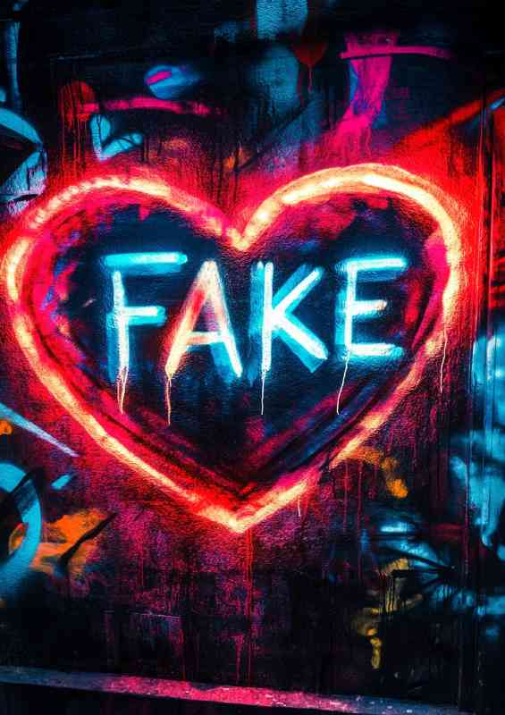 Heart shaped graffiti piece its all fake | Poster