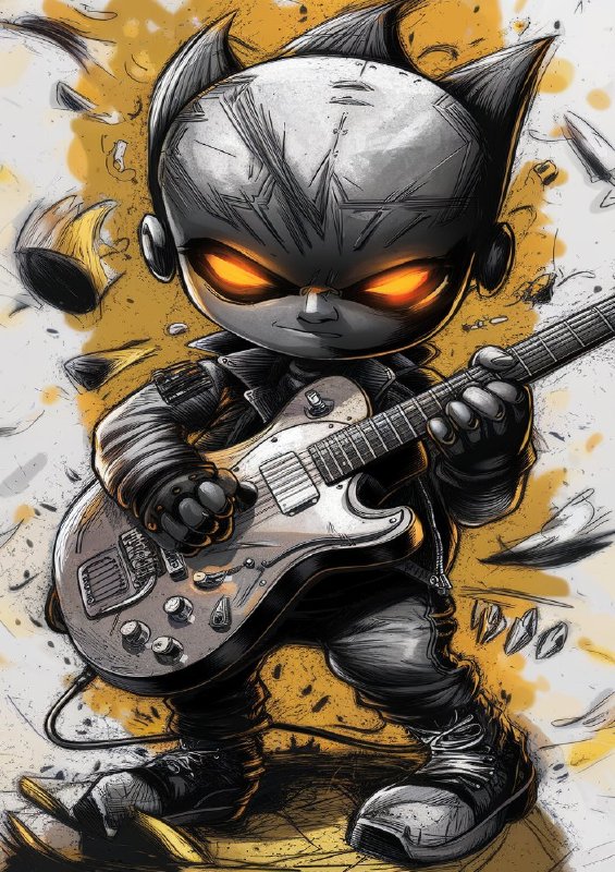 Stylized animated character with glowing orange eyes | Poster