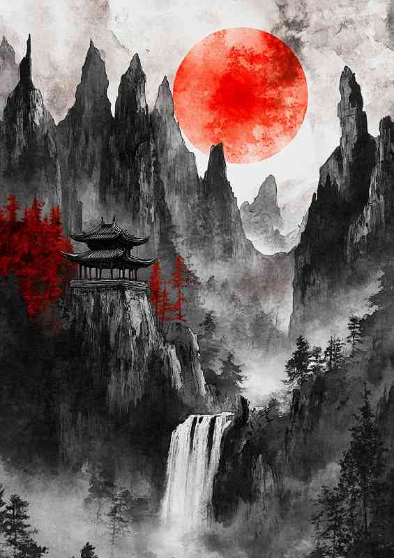 Chinese landscape painting Pavilions and towers | Canvas