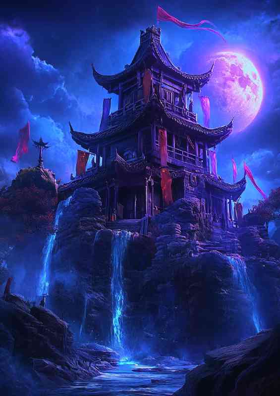 Chinese style building on the top of an island | Di-Bond