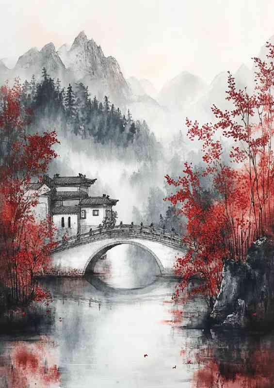 Chinese traditional painting an ink and wash landscape | Di-Bond