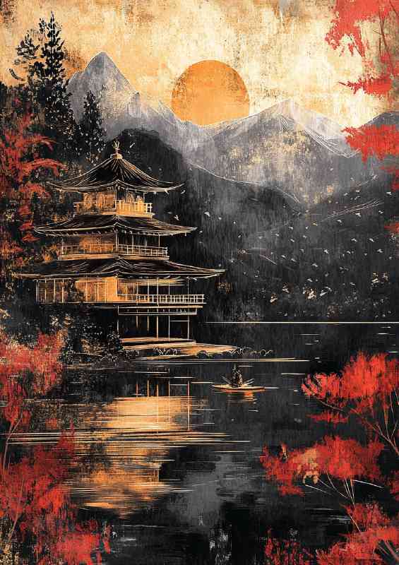 Vintage Japanese postcard in the style of Kentaro | Di-Bond