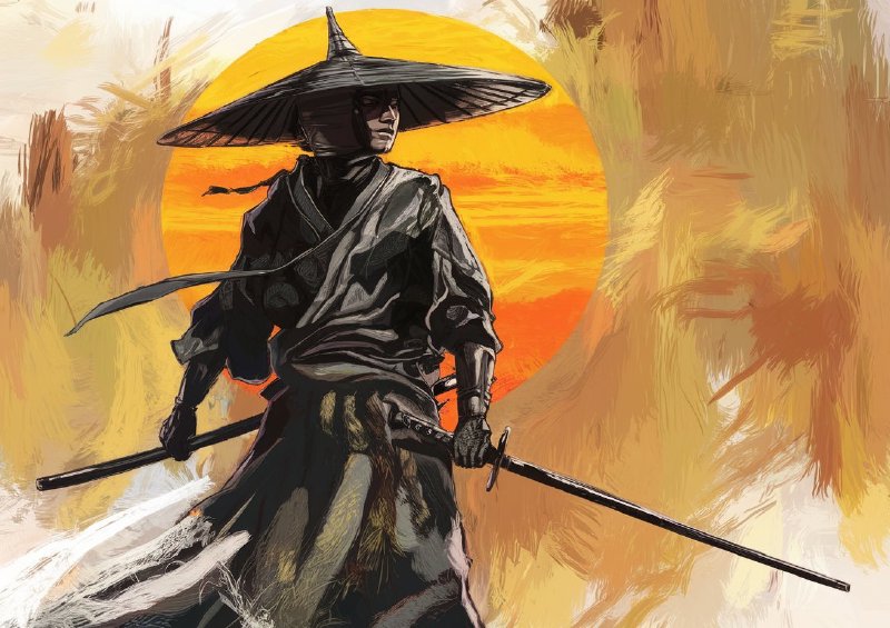 Cinematic medium shot of a mysterious japan warrior figure | Poster
