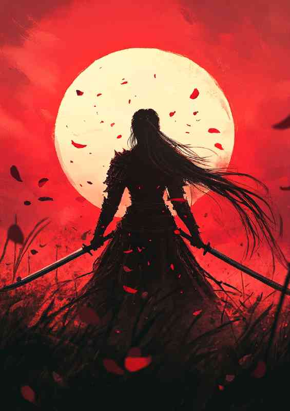 Stunning beauty is holding two swords | Metal Poster