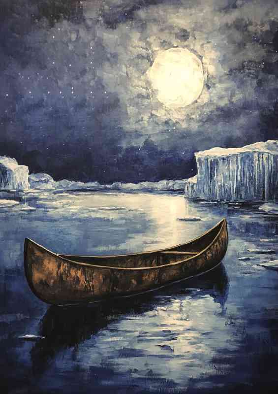 Canoe floating on the water | Metal Poster
