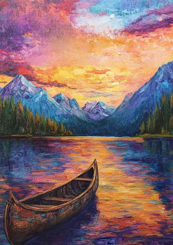 Lake with the old boat | Metal Poster