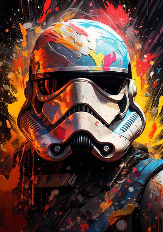 Colorful art piece with a stormtrooper splash art style | Canvas