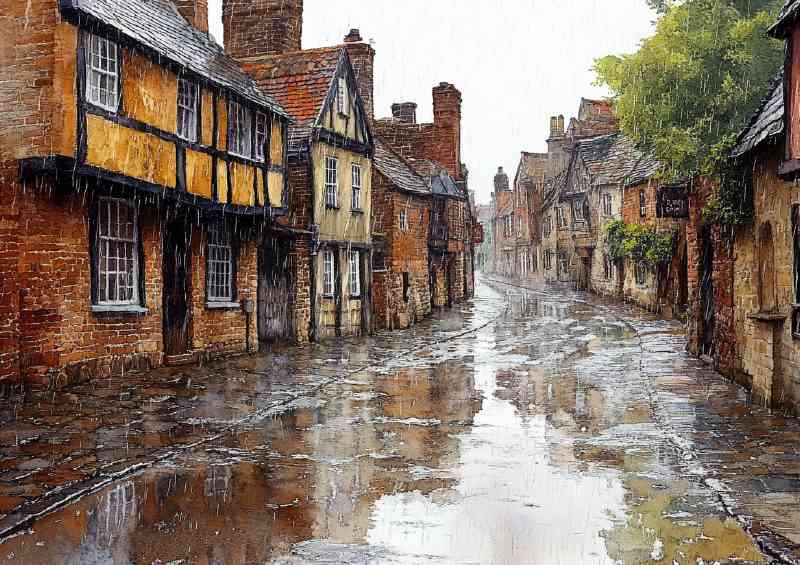 Rainy day in york shambles | Metal Poster